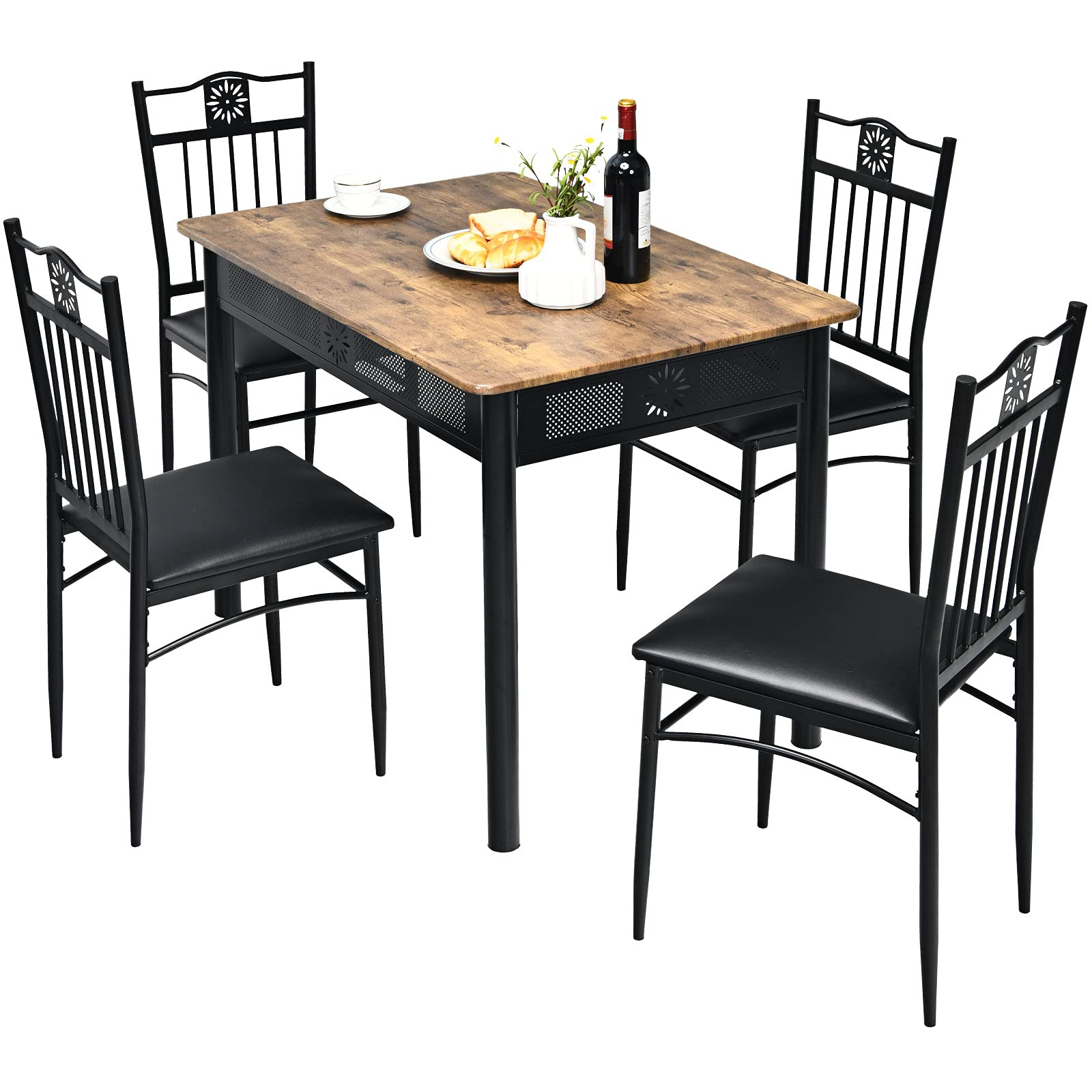 Tangkula 5 Pieces Dining Table and Chairs Set
